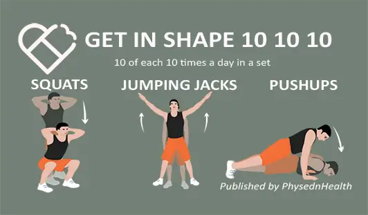 squat, jumping jacks, pushups